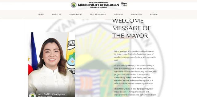 Balaoan Municipal Website homepage
