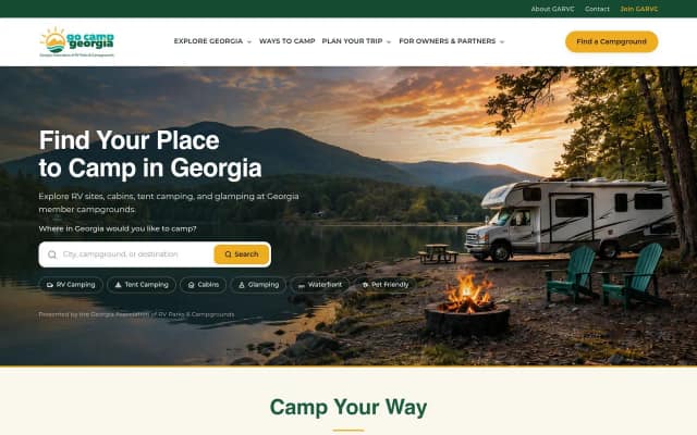 Go Camp Georgia homepage