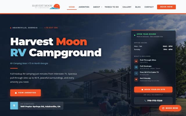 Harvest Moon RV Campground homepage