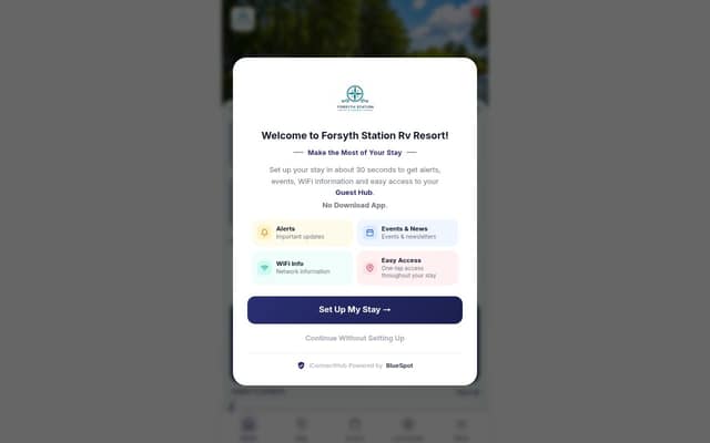 Forsyth Station RV Resort Guest Hub homepage