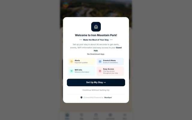 Iron Mountain Park Guest Hub homepage