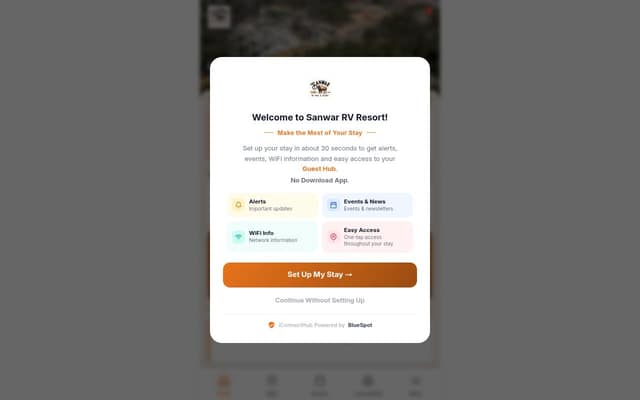 Sanwar RV Resort Guest Hub homepage