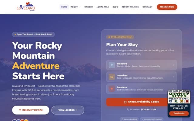Loveland RV Resort homepage