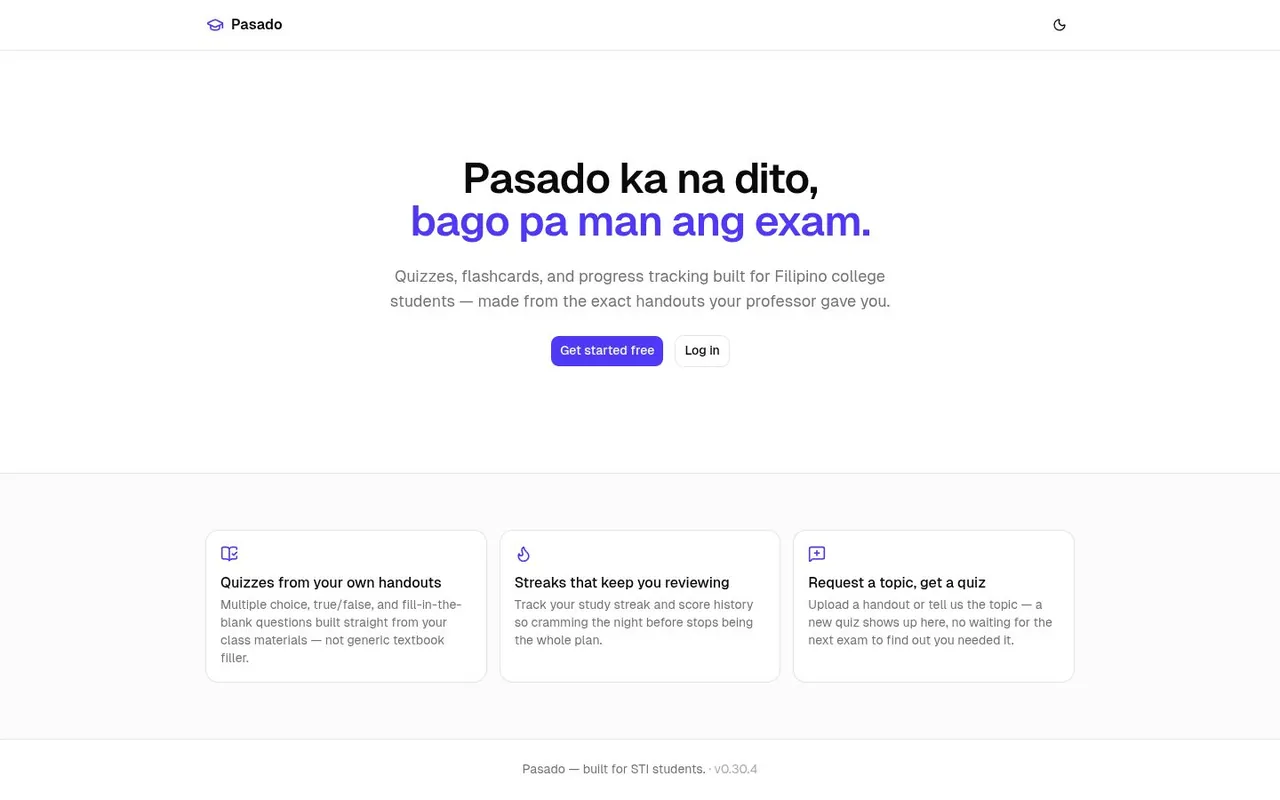 Pasado homepage